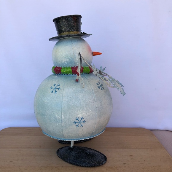 Vintage Metal Wiggle Snow Man Bouncing On A Spring Christmas Tabletop Decor 12” - Picture 6 of 12